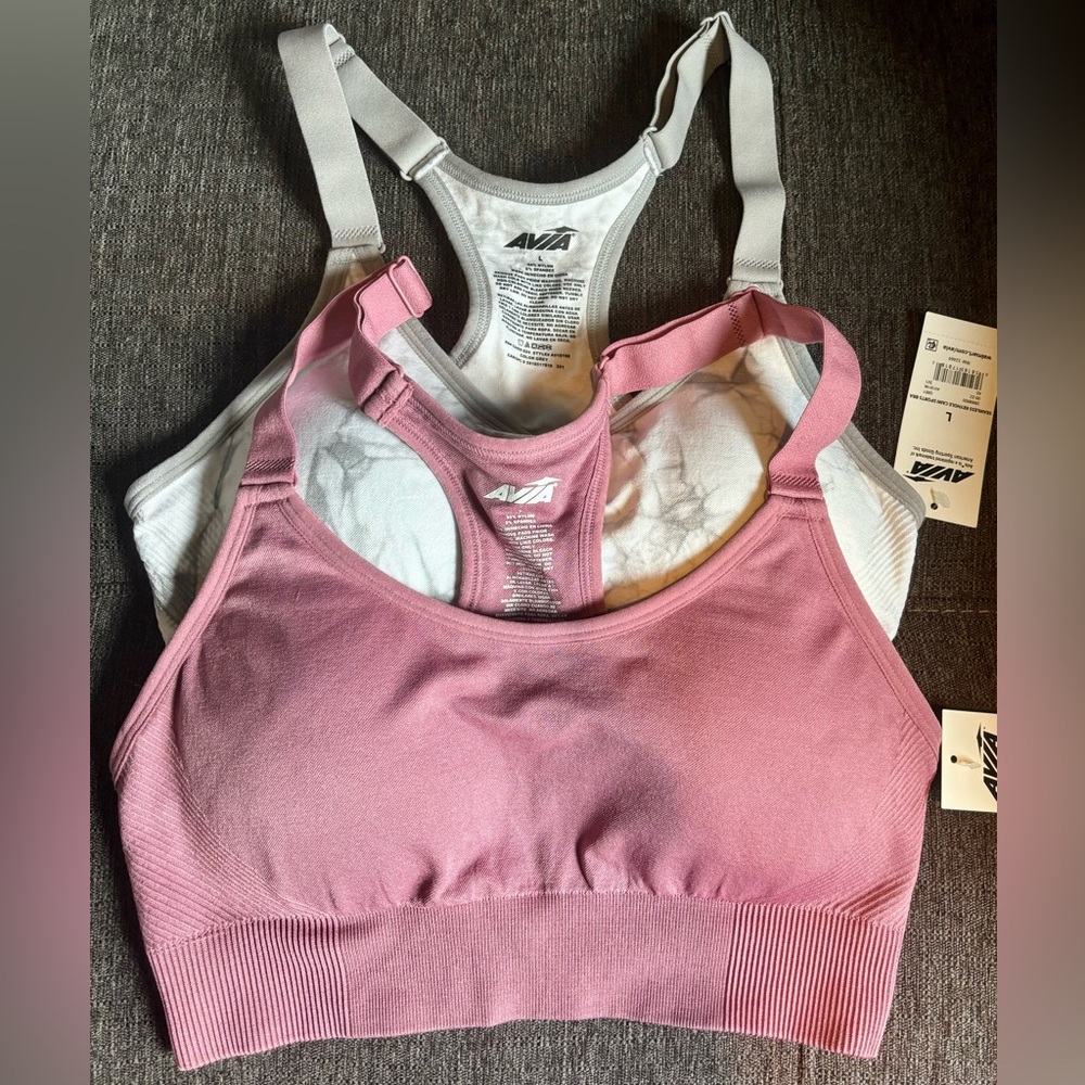 NWT Avia Sports Bras x2, Adjustable Straps, Women’s L